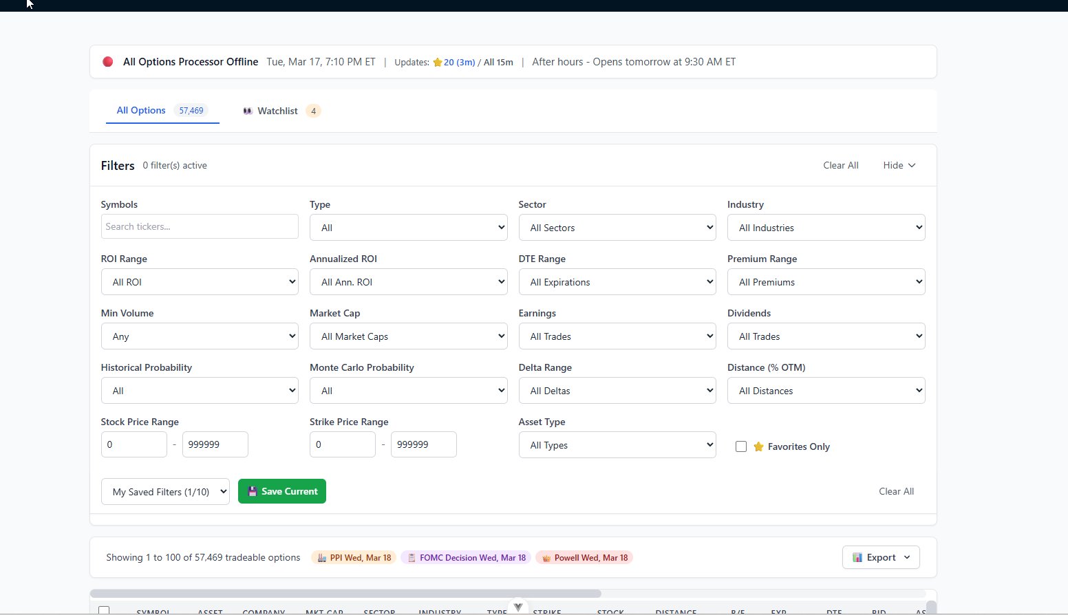 All Options Scanner